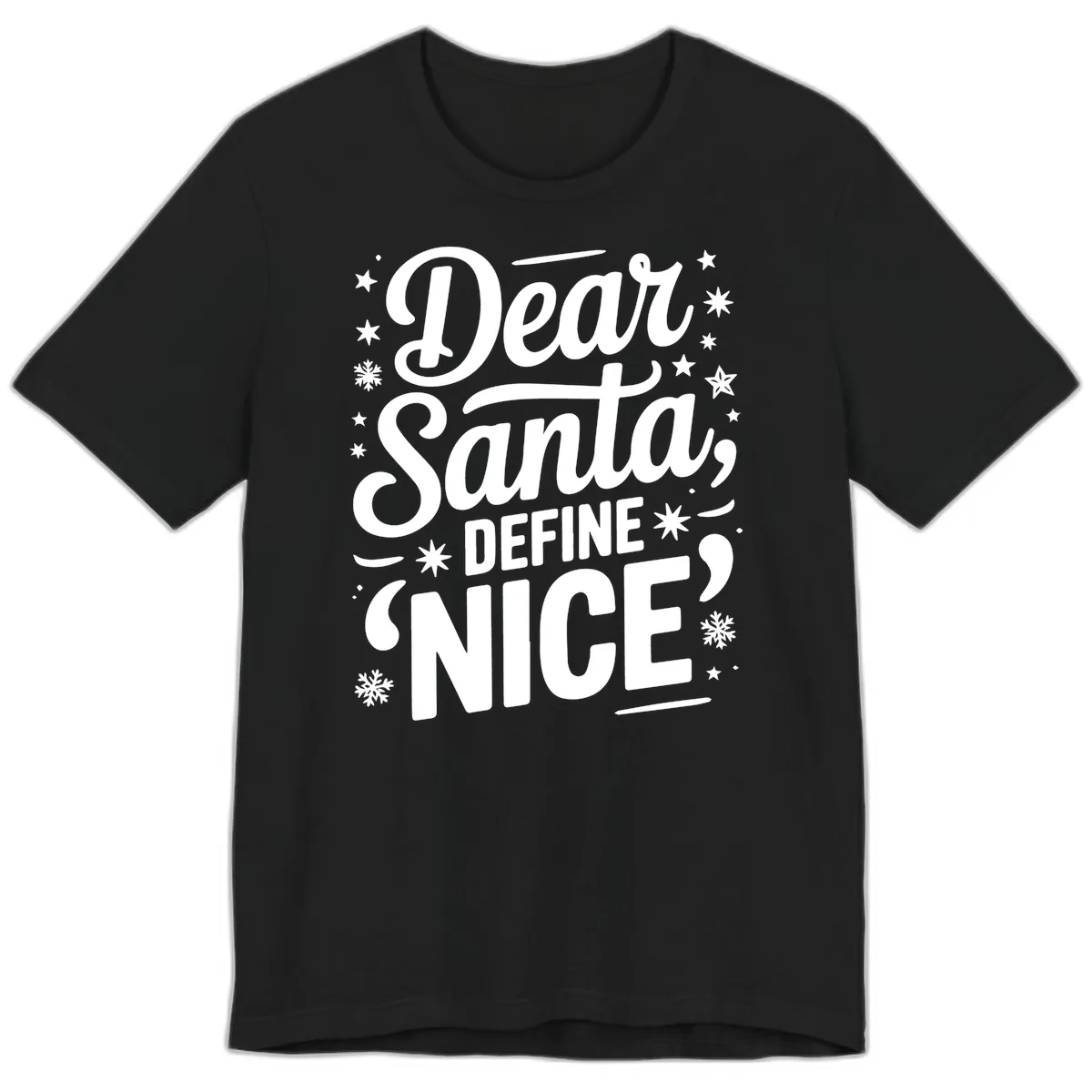 Dear Santa Define Nice Typography Premium T-Shirt in Black