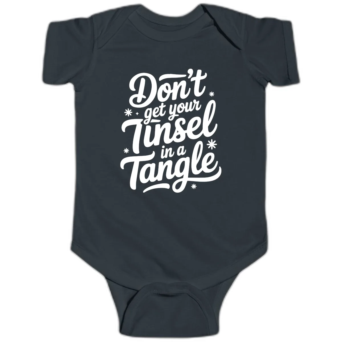 Don't Get Your Tinsel In A Tangle Baby Onesie in Black