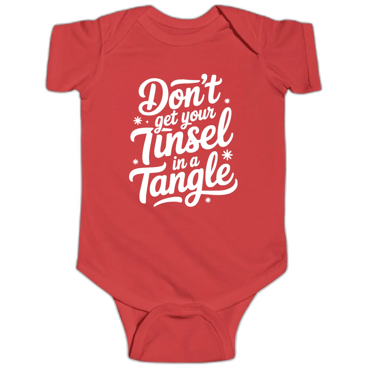Don't Get Your Tinsel In A Tangle Baby Onesie in Red