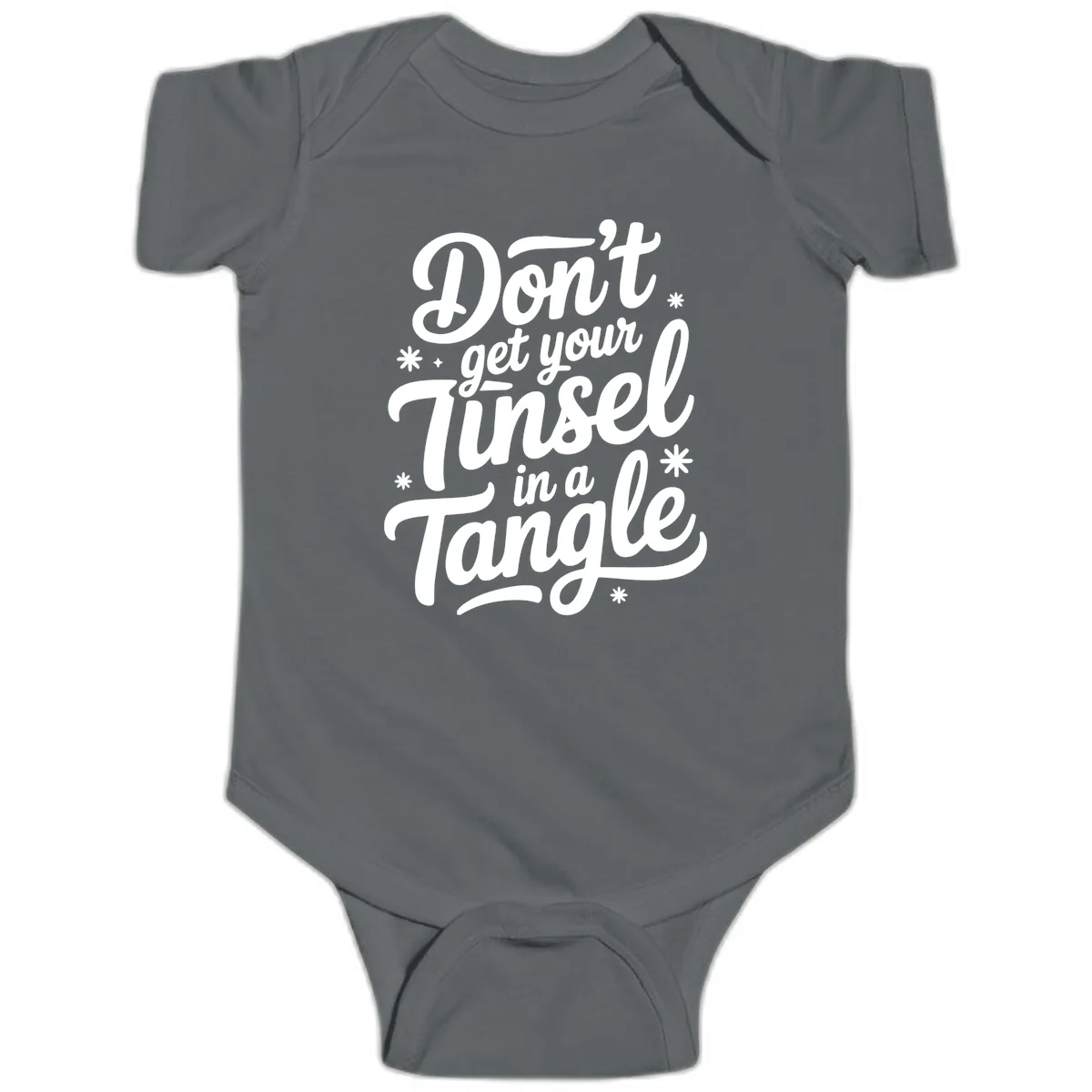 Don't Get Your Tinsel In A Tangle Baby Onesie in Charcoal