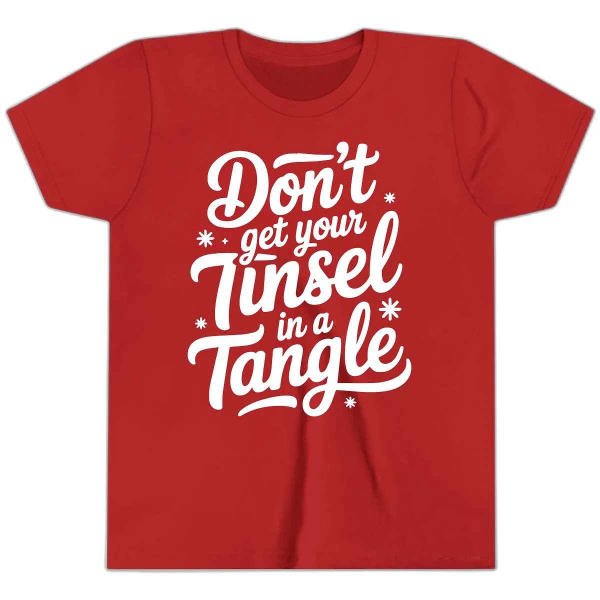 Don't Get Your Tinsel In A Tangle Youth T-Shirt in Red