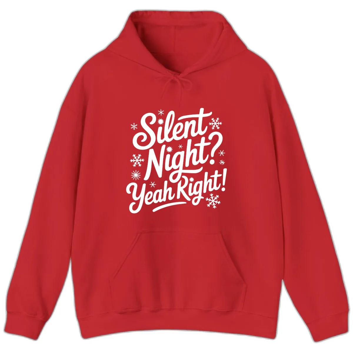 Silent Night Yeah Right Typography Hoodie in Red