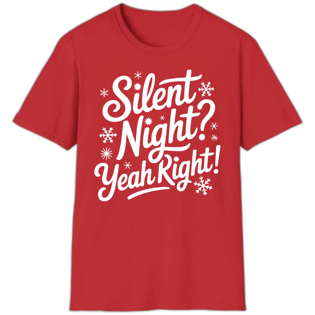 Silent Night Yeah Right Typography T-Shirt in Red