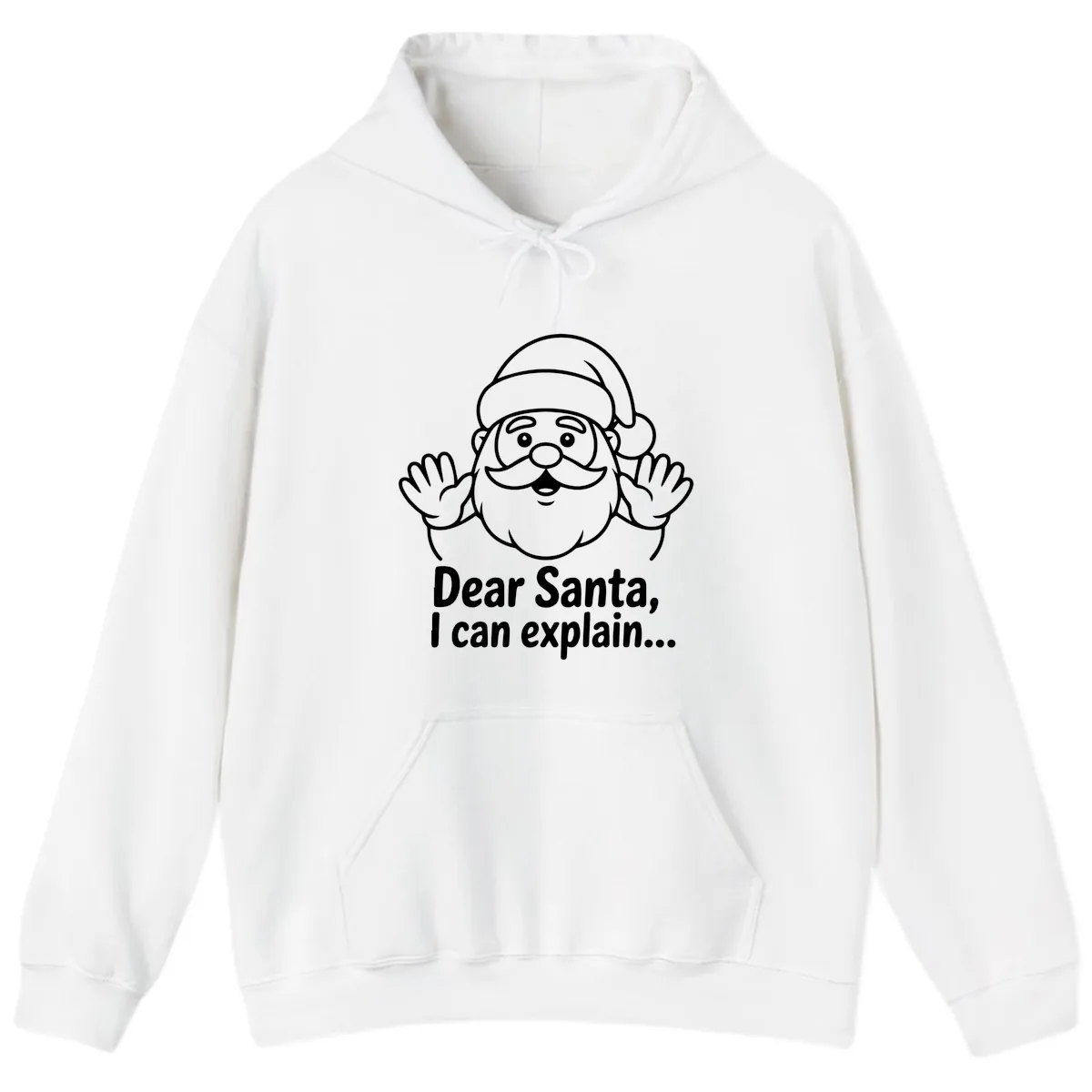 Dear Santa I Can Explain Christmas Design Hoodie in White