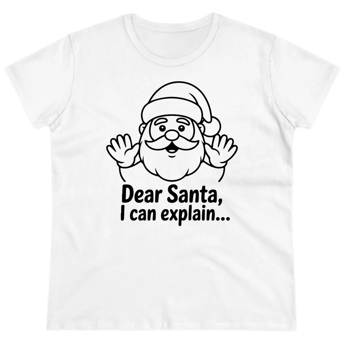 Dear Santa I Can Explain Christmas Design Ladies Tee in White