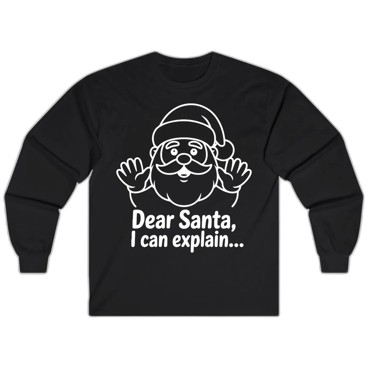 Dear Santa I Can Explain Christmas Design Long Sleeve in Black