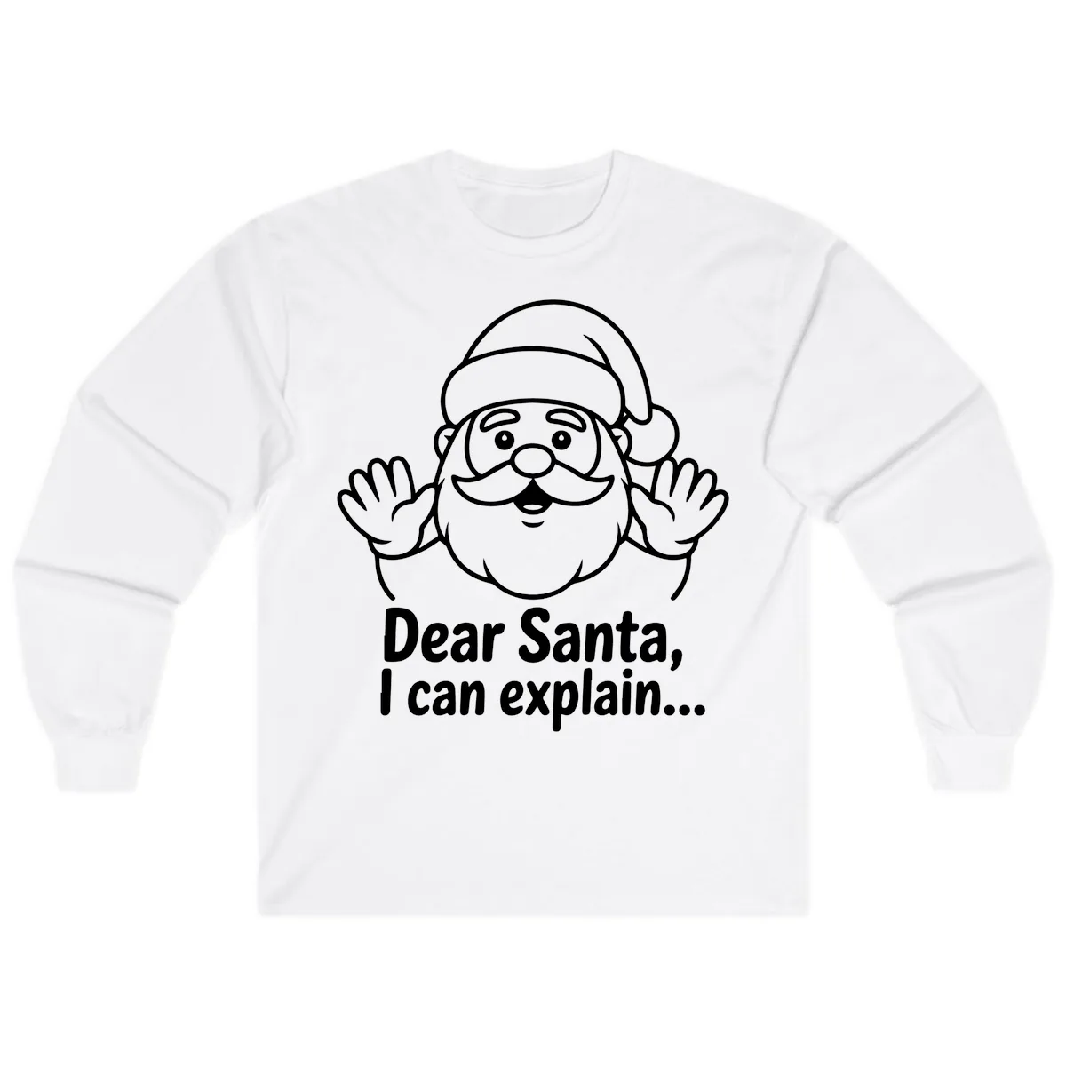 Dear Santa I Can Explain Christmas Design Long Sleeve in White
