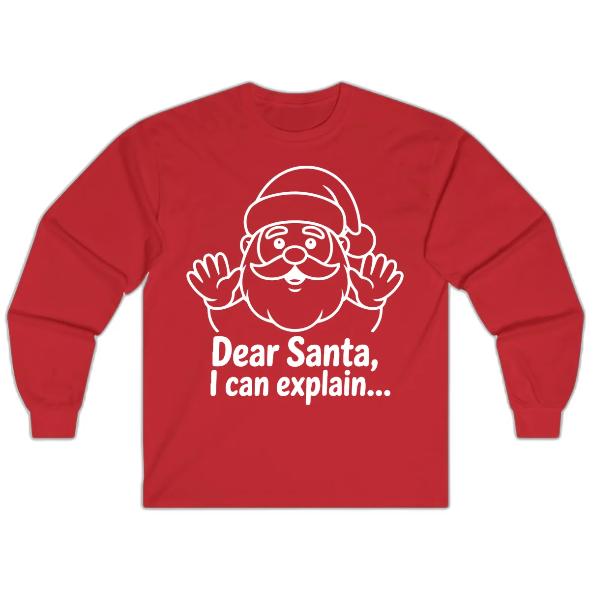 Dear Santa I Can Explain Christmas Design Long Sleeve in Red