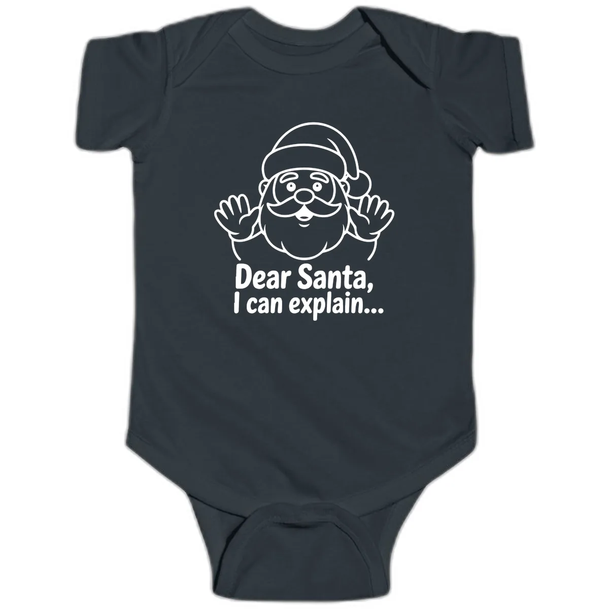 Dear Santa I Can Explain Christmas Design Baby Onesie in Black