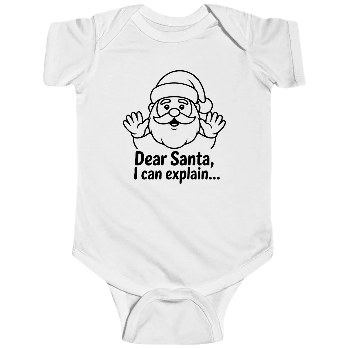 Dear Santa I Can Explain Christmas Design Baby Onesie in White