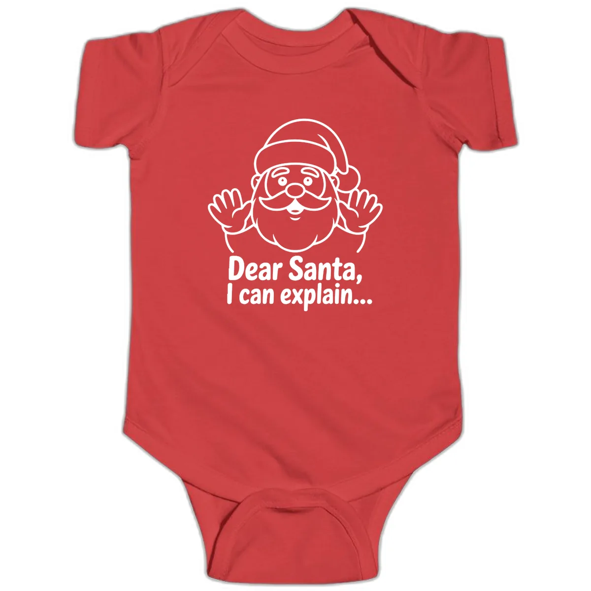 Dear Santa I Can Explain Christmas Design Baby Onesie in Red