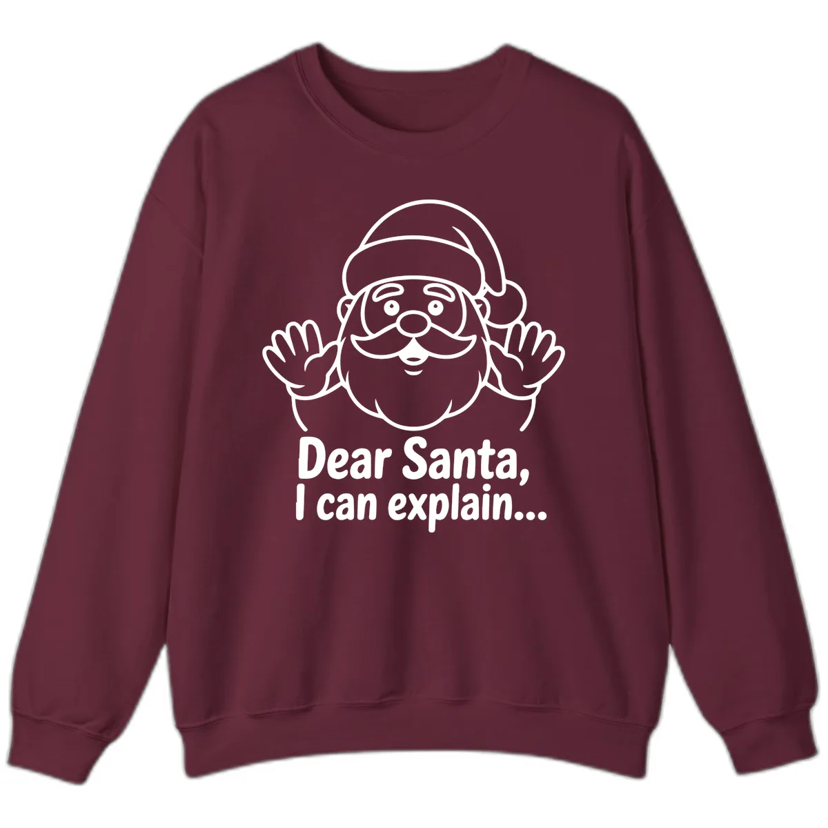 Dear Santa I Can Explain Christmas Design Sweatshirt in Maroon