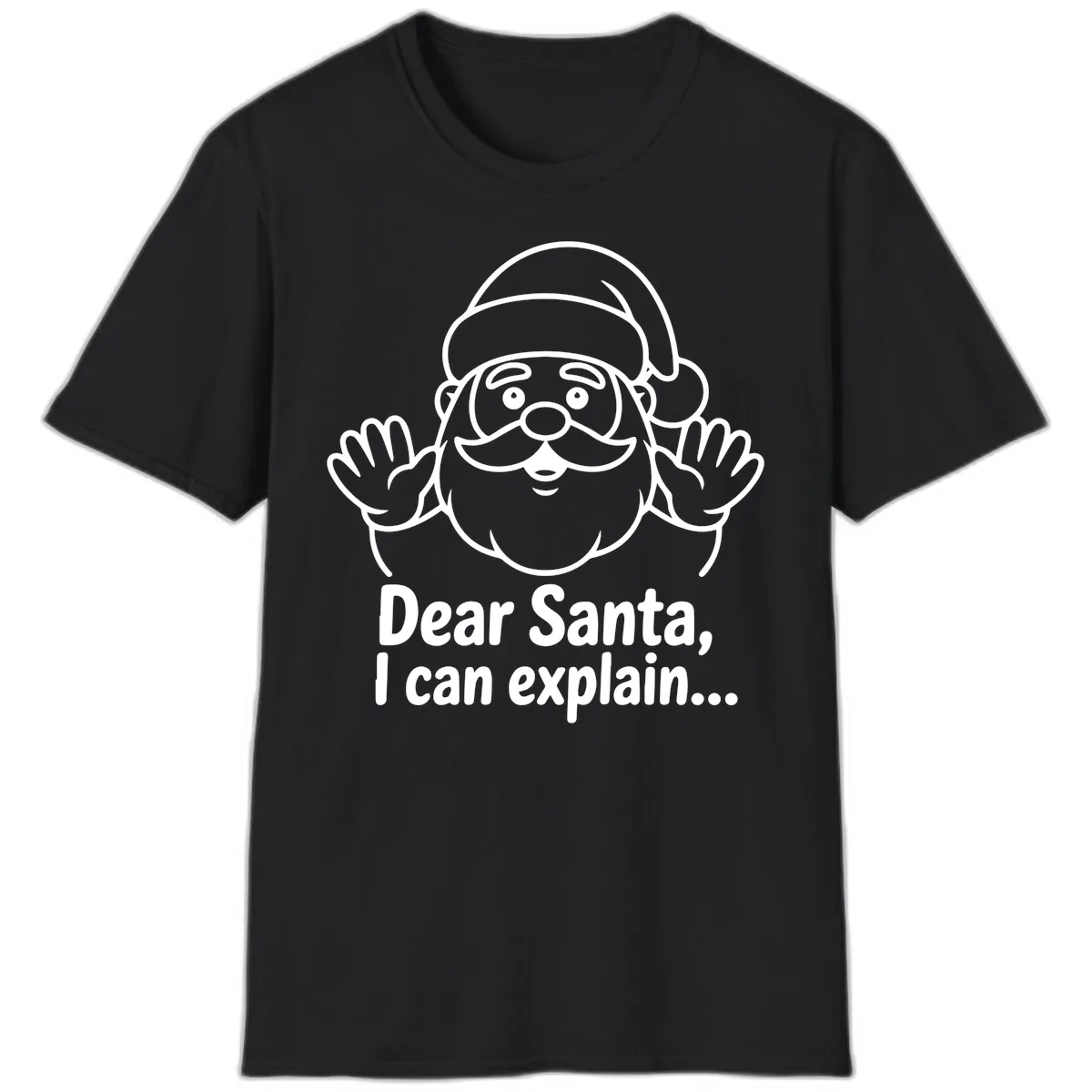 Dear Santa I Can Explain Christmas Design T-Shirt in Black