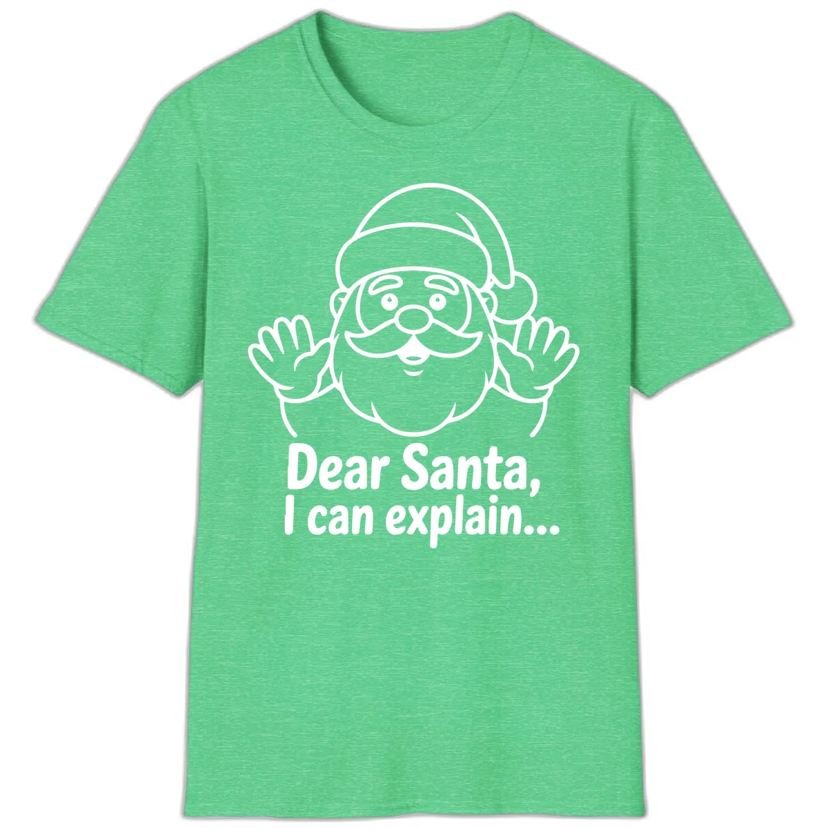 Dear Santa I Can Explain Christmas Design T-Shirt in Heather Irish Green