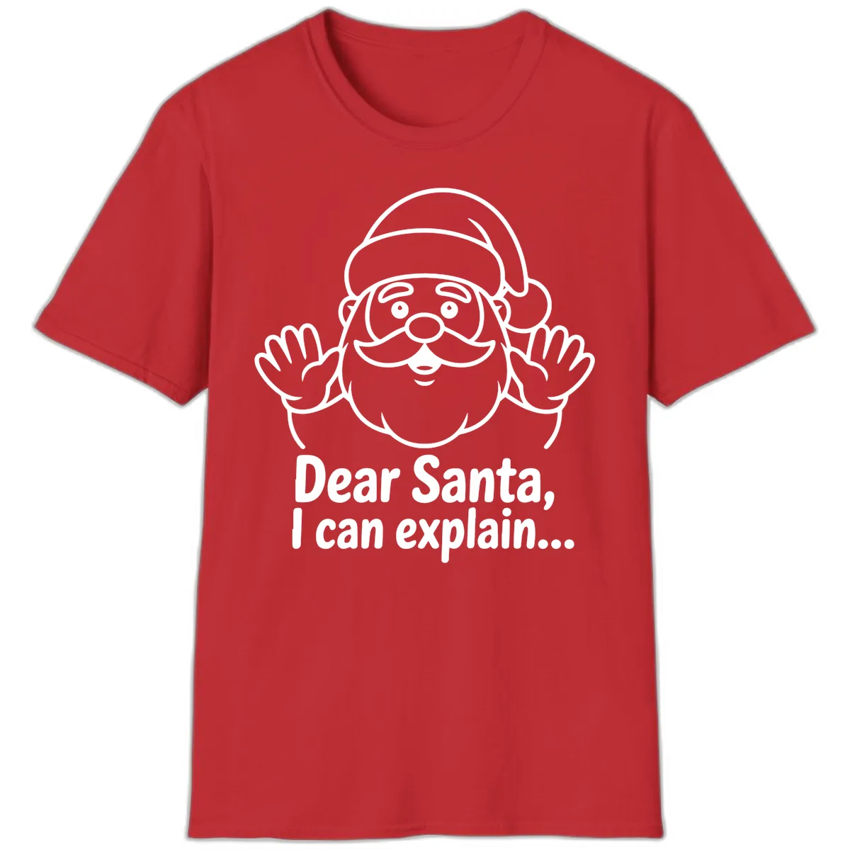 Dear Santa I Can Explain Christmas Design T-Shirt in Red