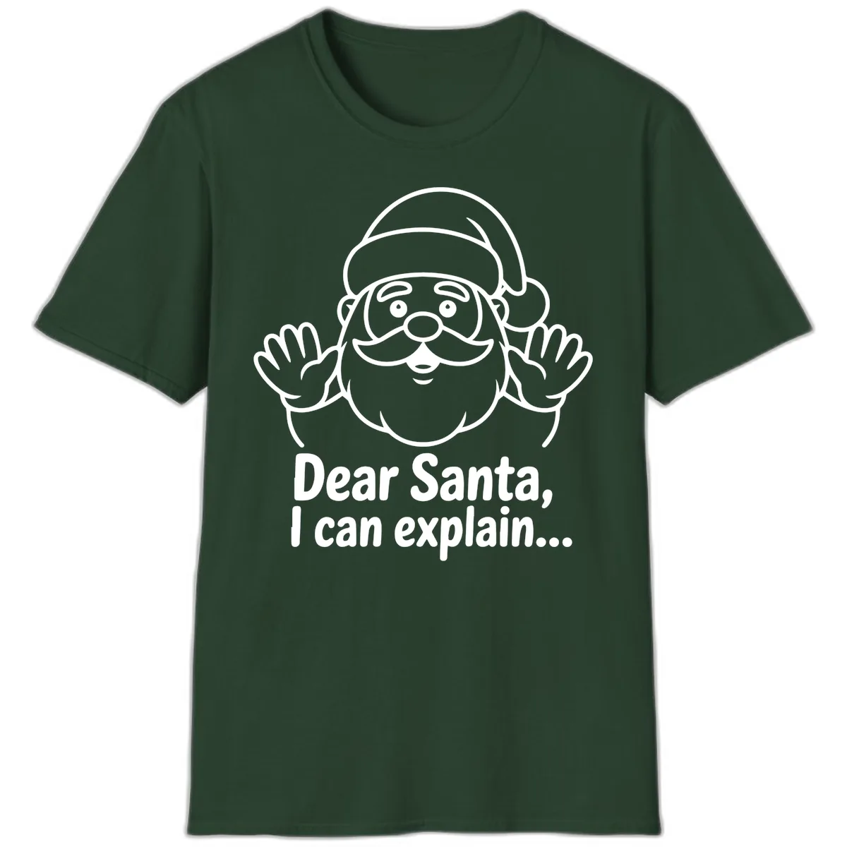 Dear Santa I Can Explain Christmas Design T-Shirt in Forest Green