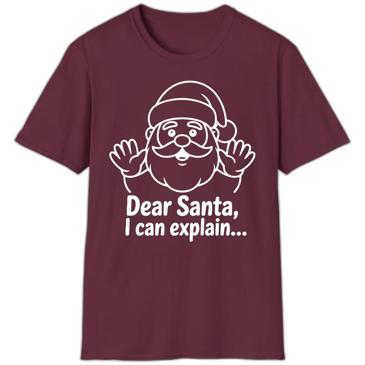 Dear Santa I Can Explain Christmas Design T-Shirt in Maroon