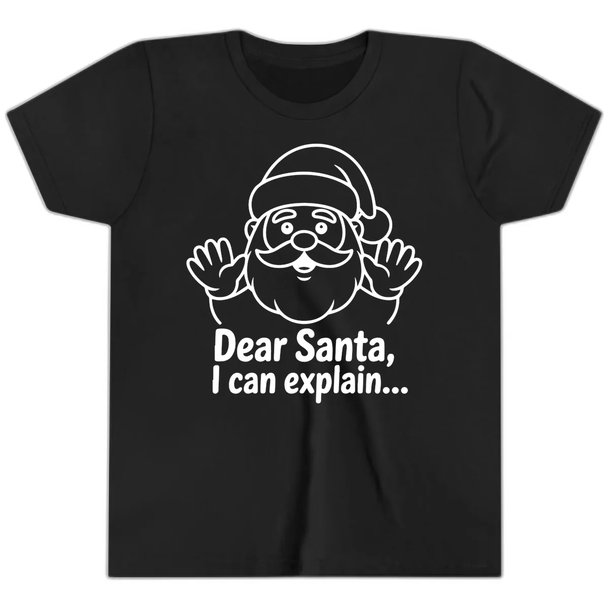 Dear Santa I Can Explain Christmas Design Youth T-Shirt in Black