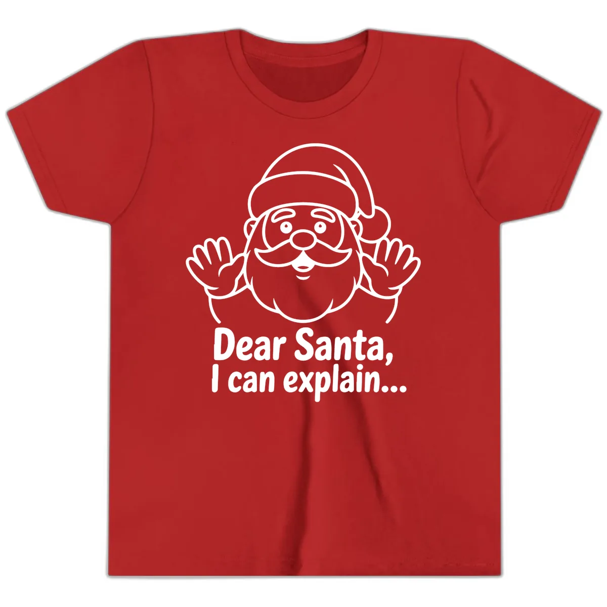 Dear Santa I Can Explain Christmas Design Youth T-Shirt in Red
