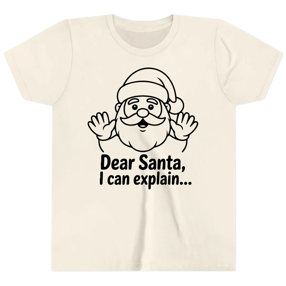 Dear Santa I Can Explain Christmas Design Youth T-Shirt in Natural