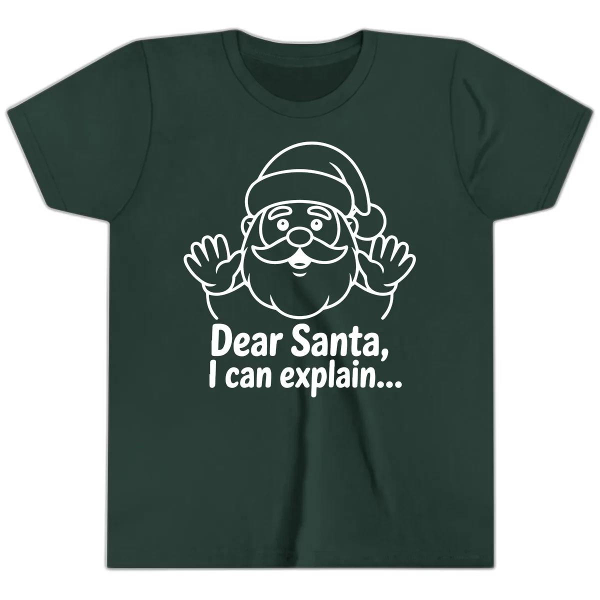 Dear Santa I Can Explain Christmas Design Youth T-Shirt in Forest