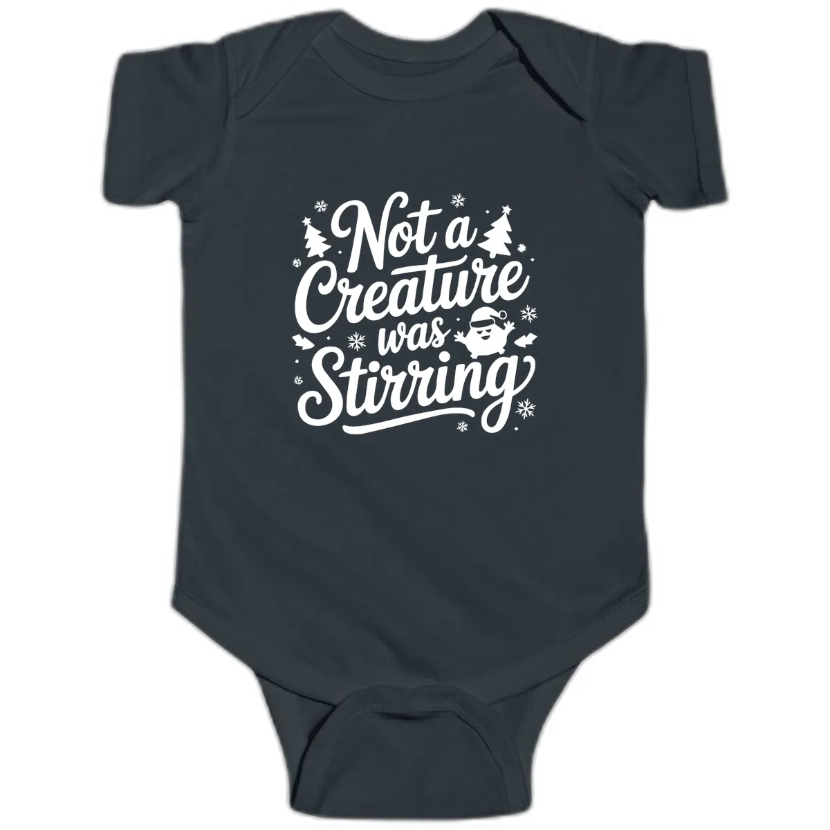 Not A Creature Was Stirring Design Baby Onesie in Black