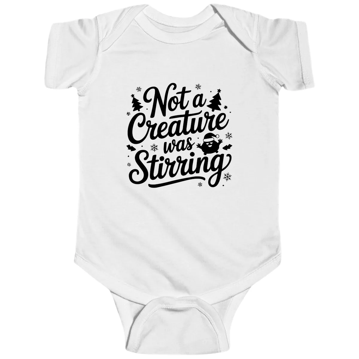 Not A Creature Was Stirring Design Baby Onesie in White