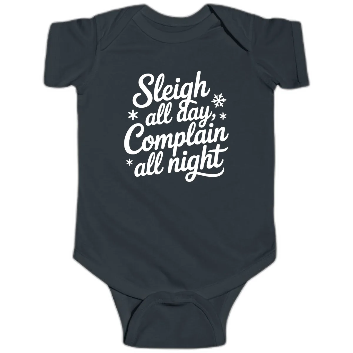 Sleigh All Day Complain All Night Baby Onesie in Black