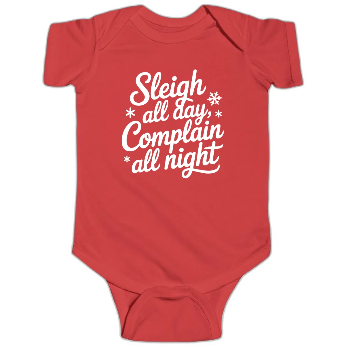 Sleigh All Day Complain All Night Baby Onesie in Red