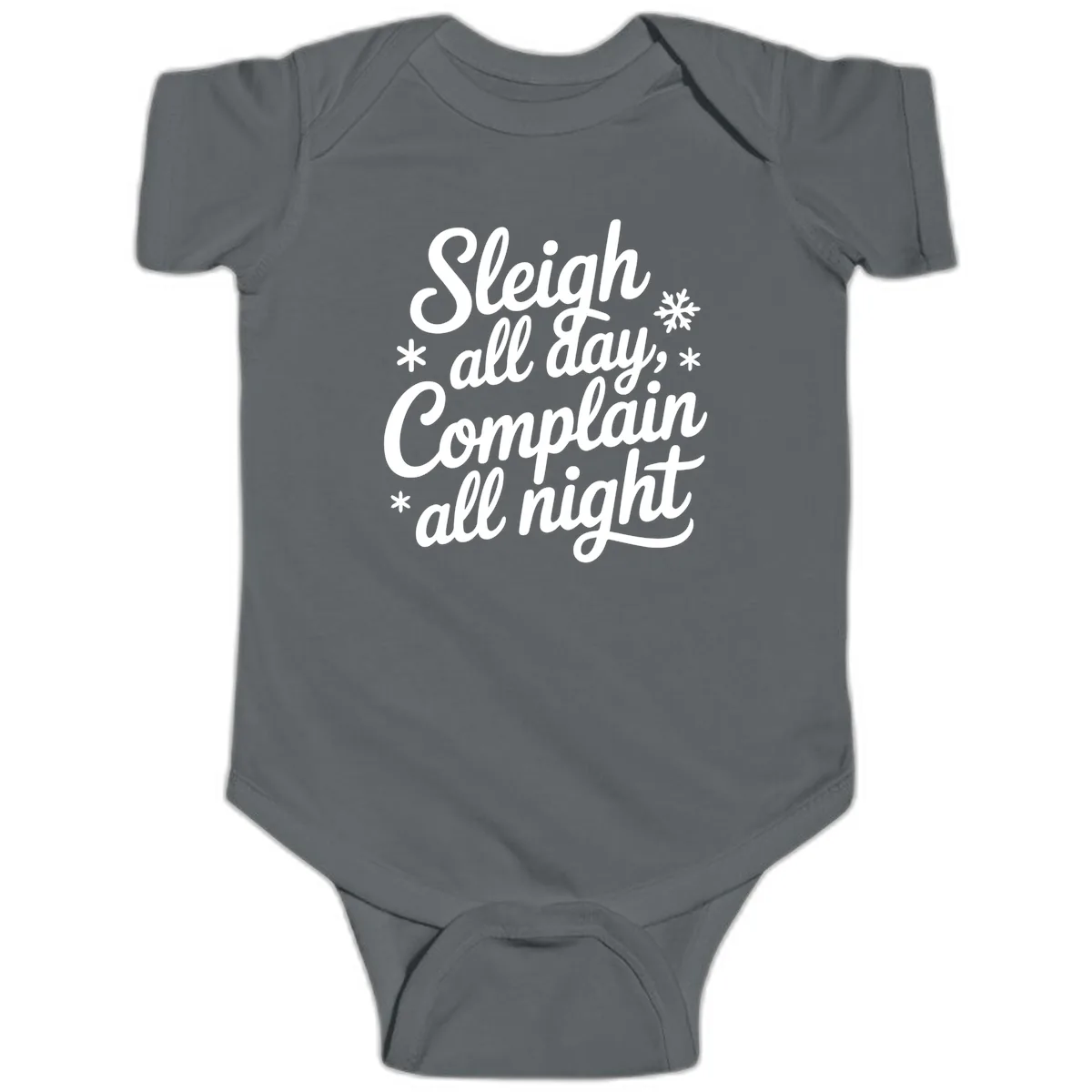Sleigh All Day Complain All Night Baby Onesie in Charcoal