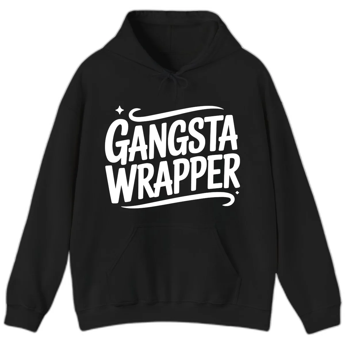 Gangsta Wrapper Typography Design Hoodie in Black