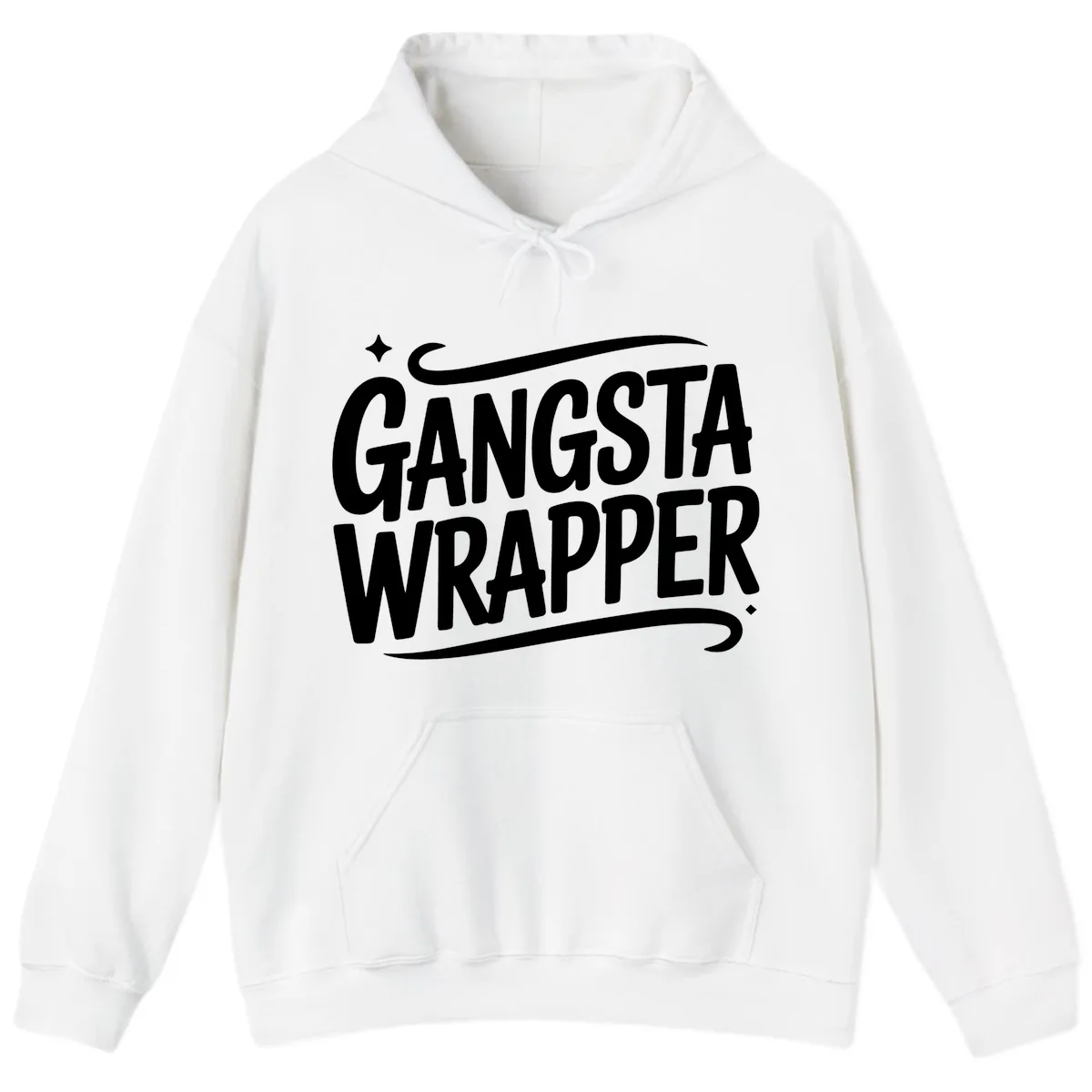 Gangsta Wrapper Typography Design Hoodie in White