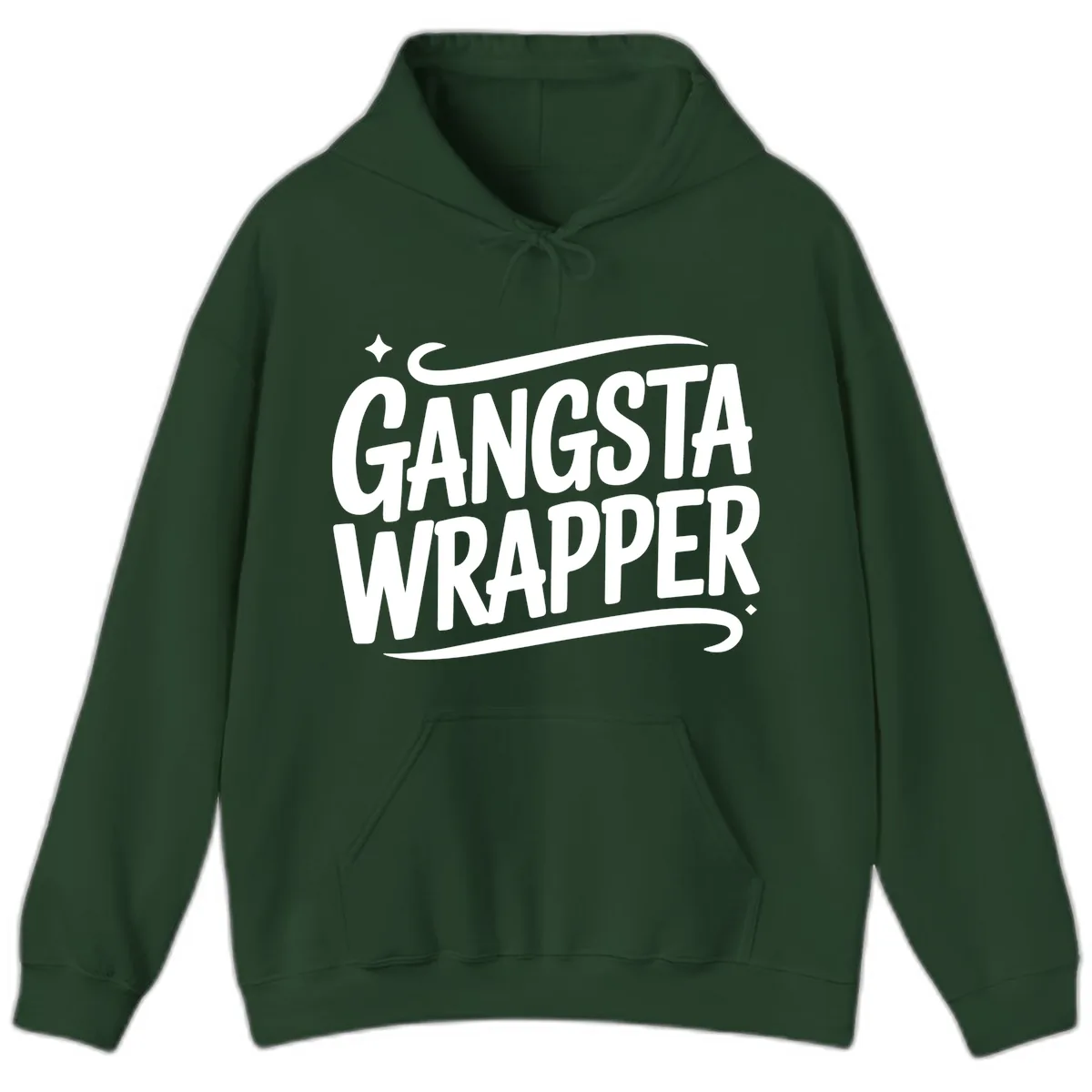 Gangsta Wrapper Typography Design Hoodie in Forest Green