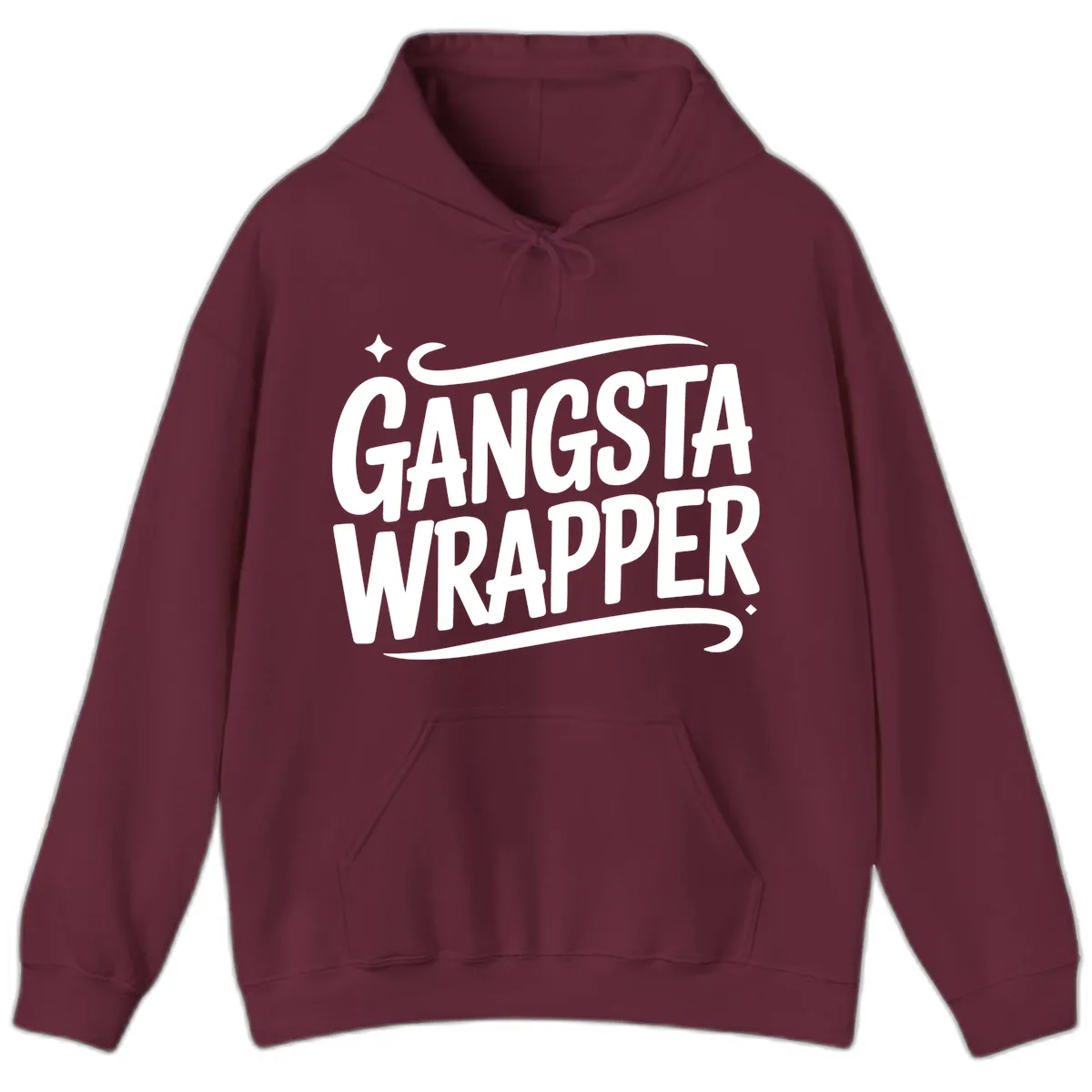 Gangsta Wrapper Typography Design Hoodie in Maroon
