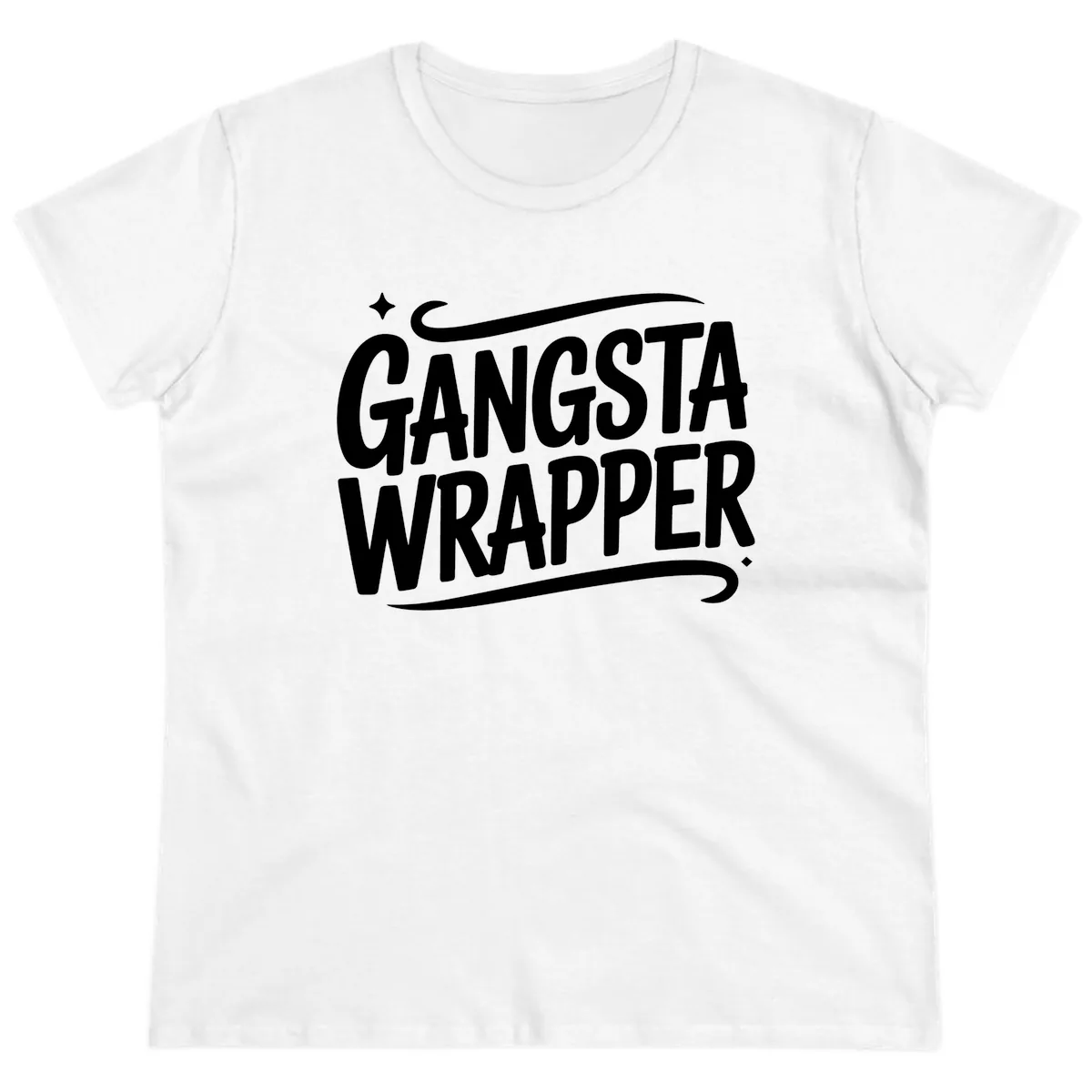 Gangsta Wrapper Typography Design Ladies Tee in White