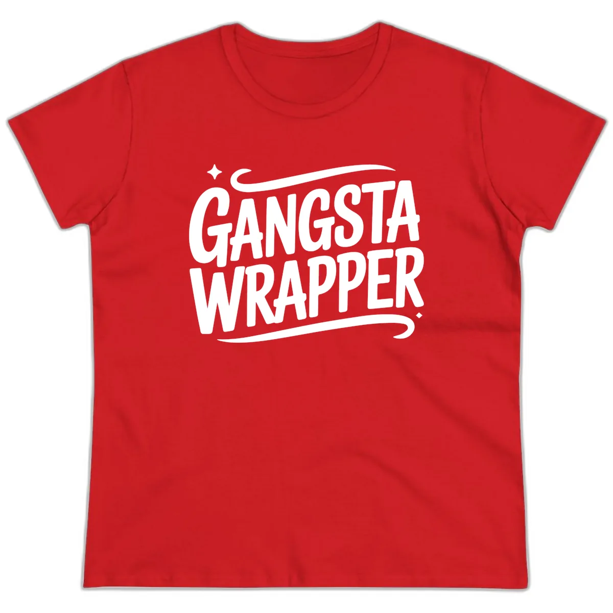 Gangsta Wrapper Typography Design Ladies Tee in Red