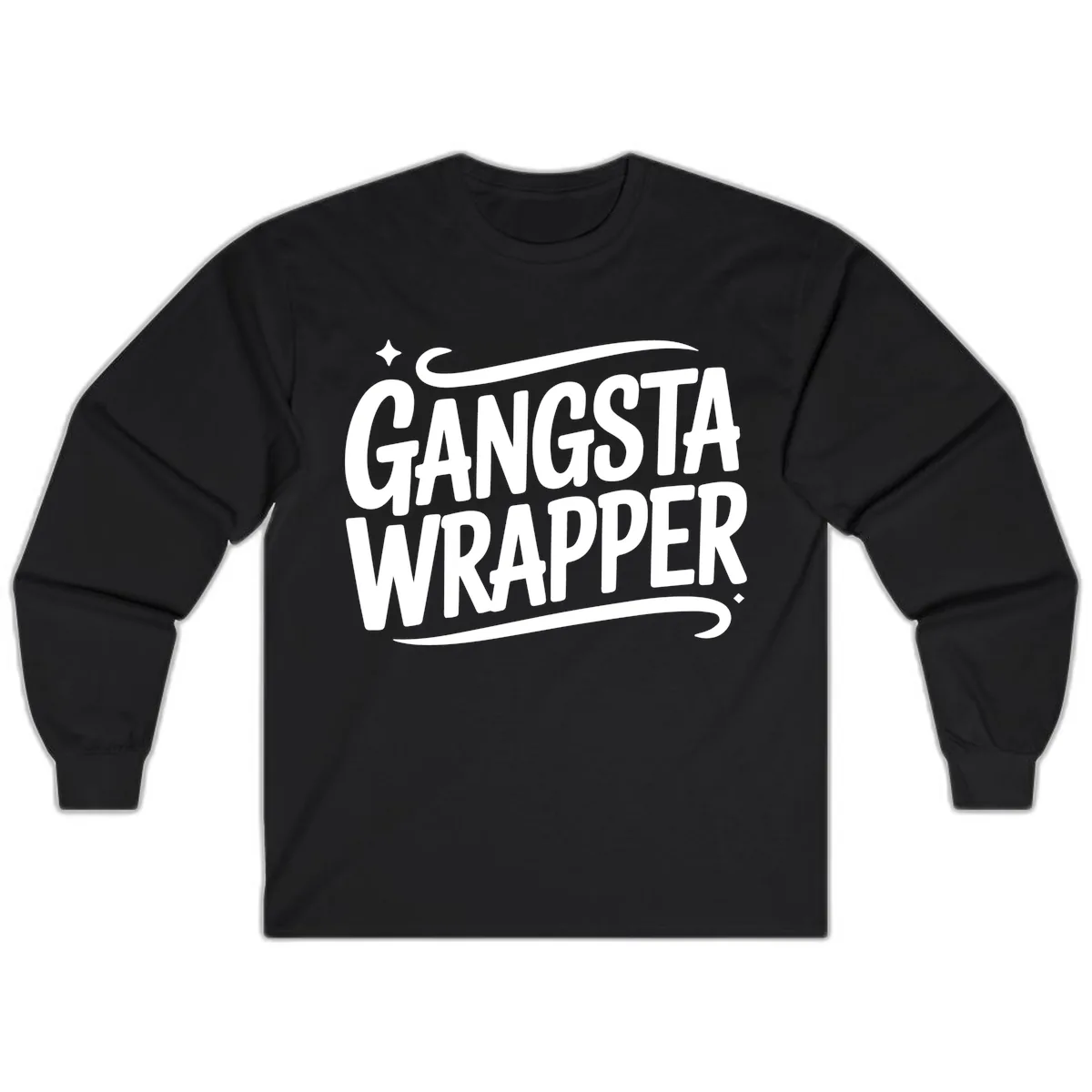 Gangsta Wrapper Typography Design Long Sleeve in Black