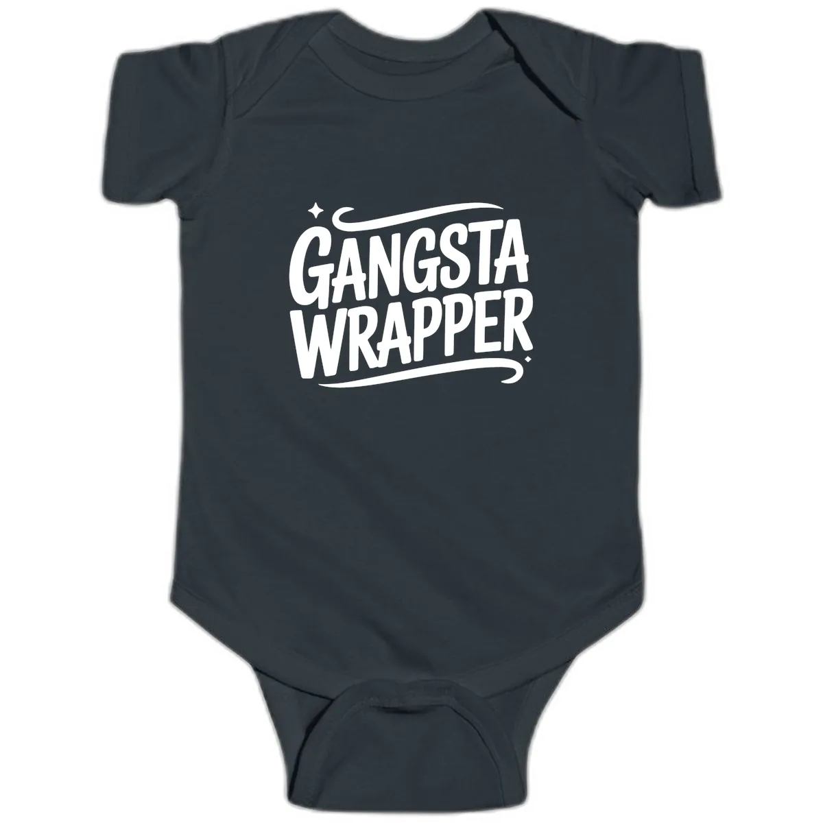 Gangsta Wrapper Typography Design Baby Onesie in Black