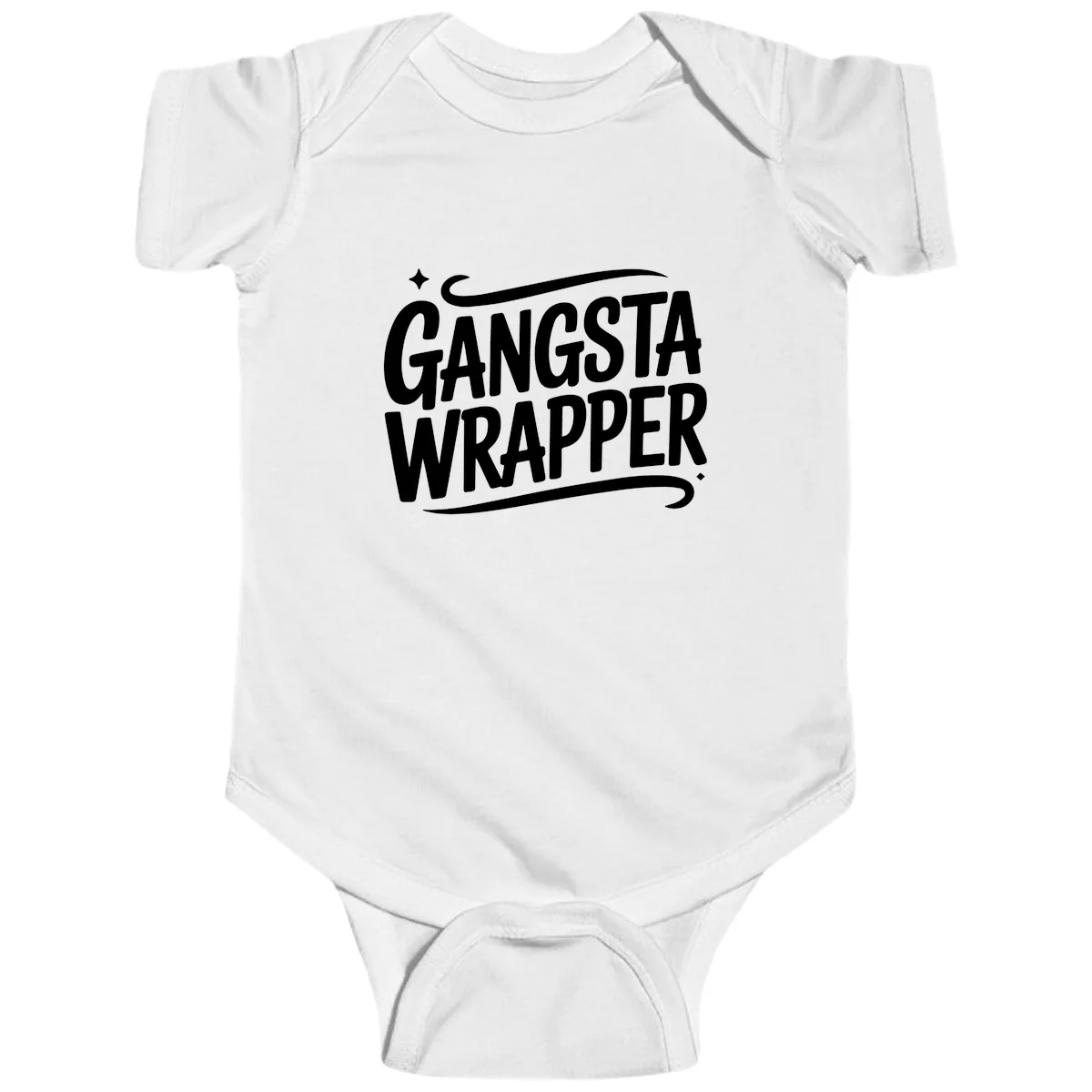 Gangsta Wrapper Typography Design Baby Onesie in White