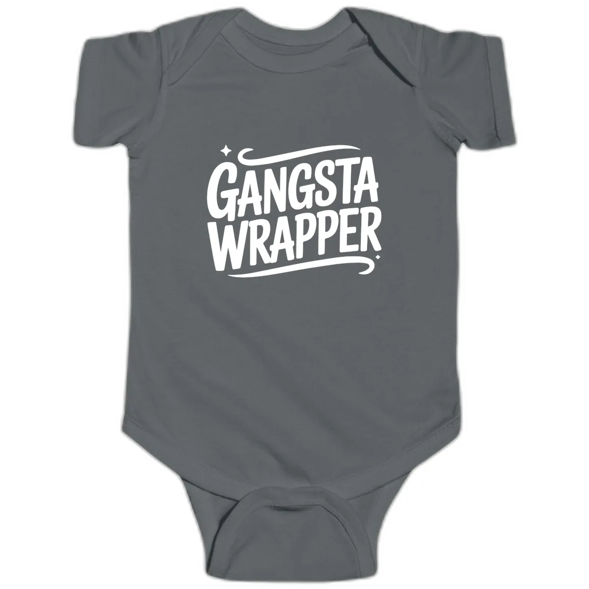 Gangsta Wrapper Typography Design Baby Onesie in Charcoal