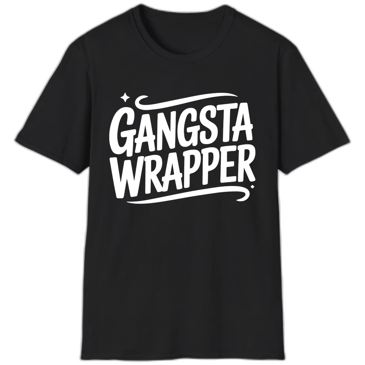 Gangsta Wrapper Typography Design T-Shirt in Black