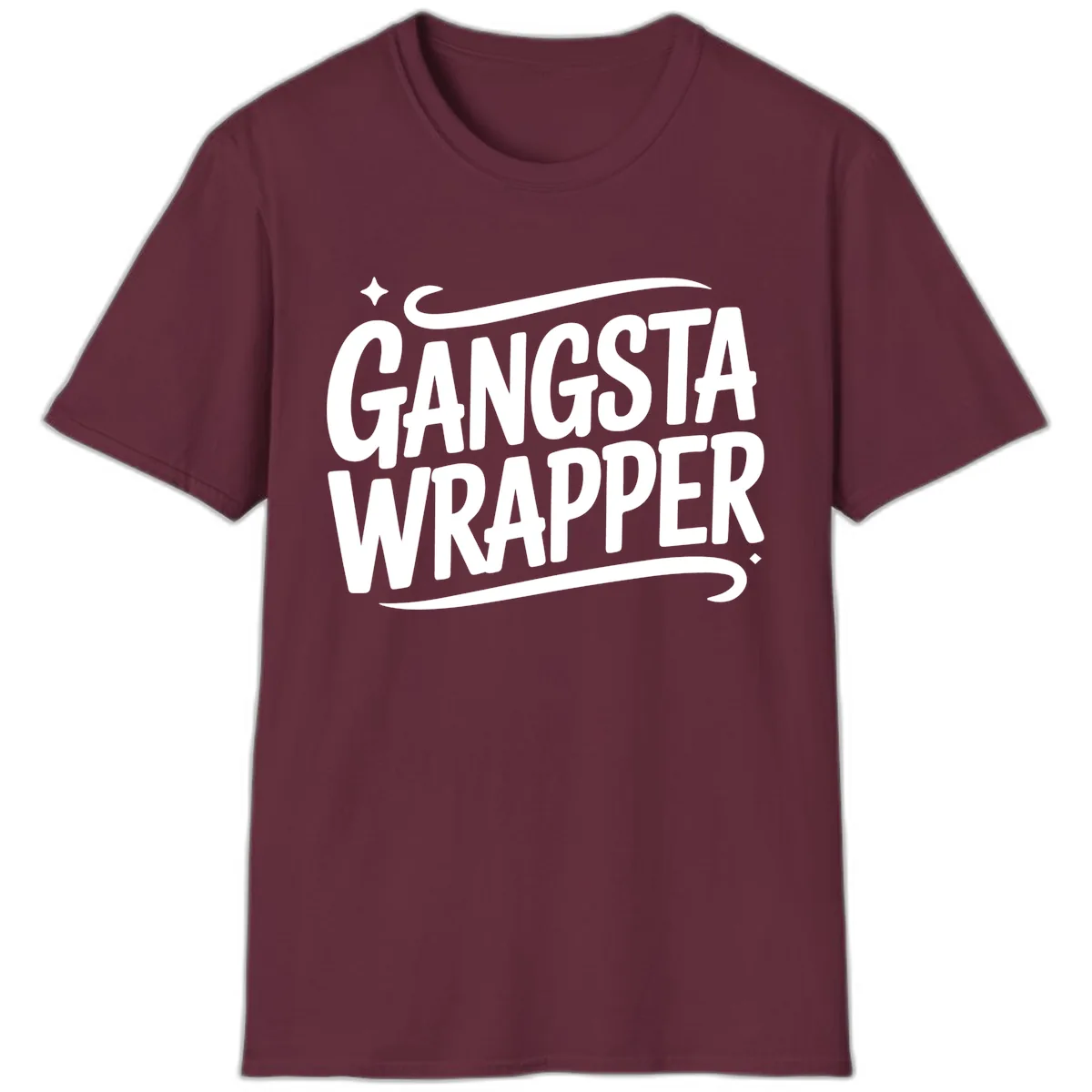 Gangsta Wrapper Typography Design T-Shirt in Maroon