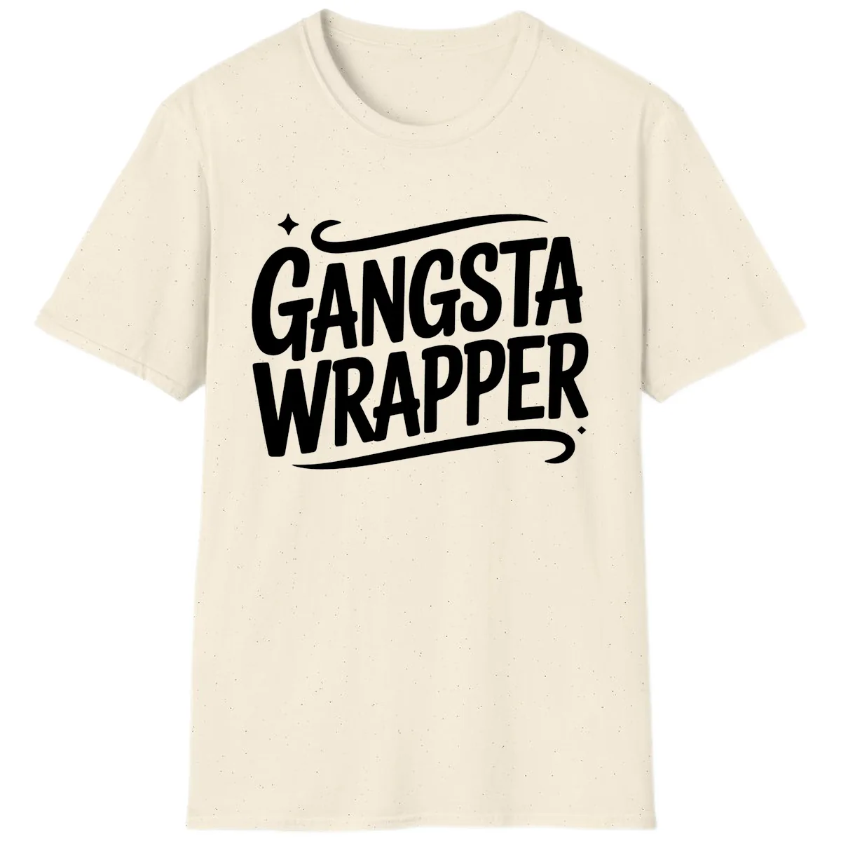 Gangsta Wrapper Typography Design T-Shirt in Natural