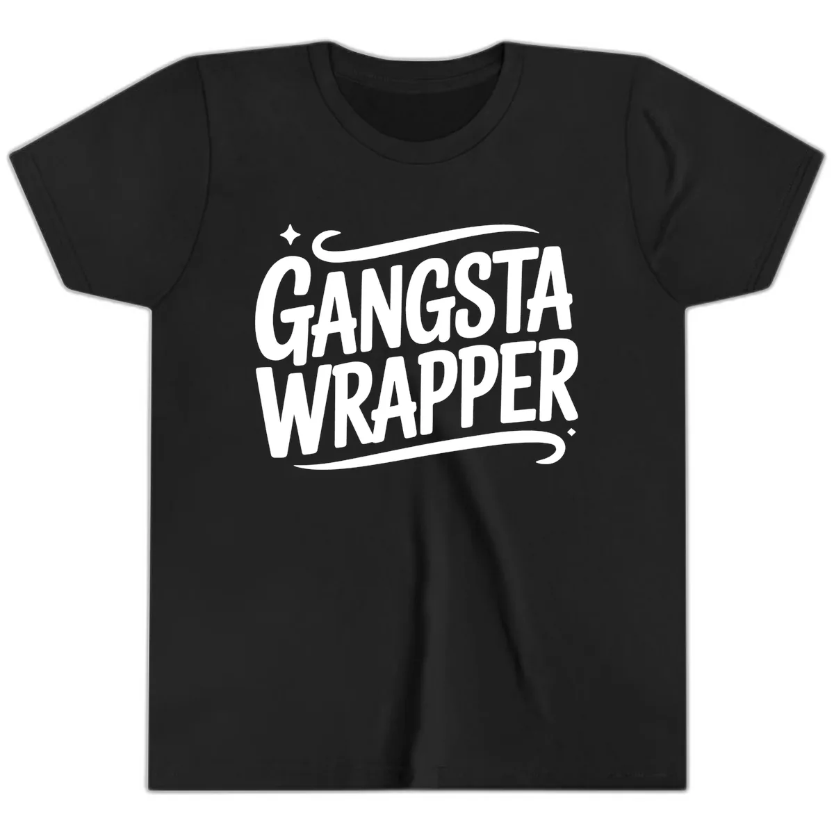 Gangsta Wrapper Typography Design Youth T-Shirt in Black