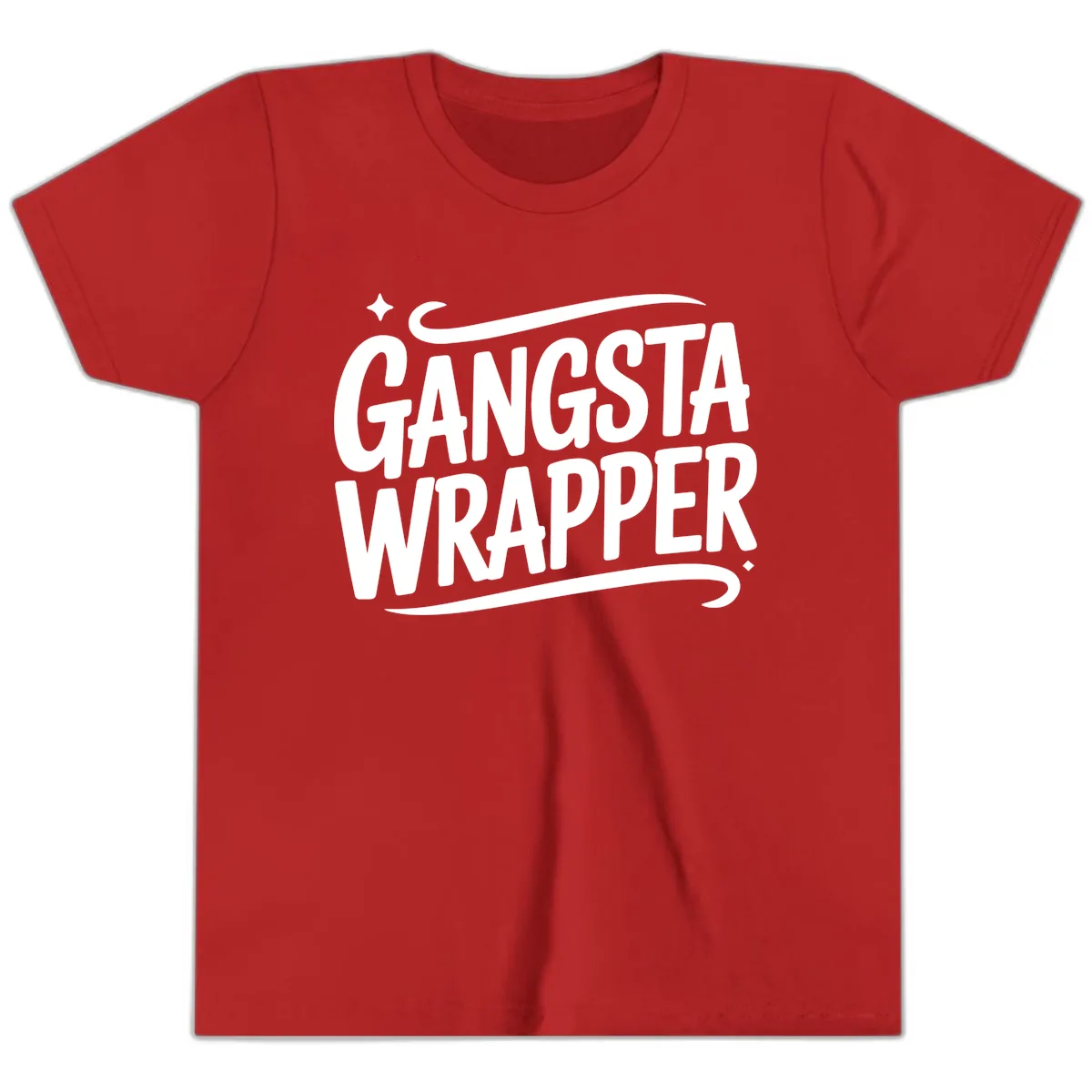 Gangsta Wrapper Typography Design Youth T-Shirt in Red