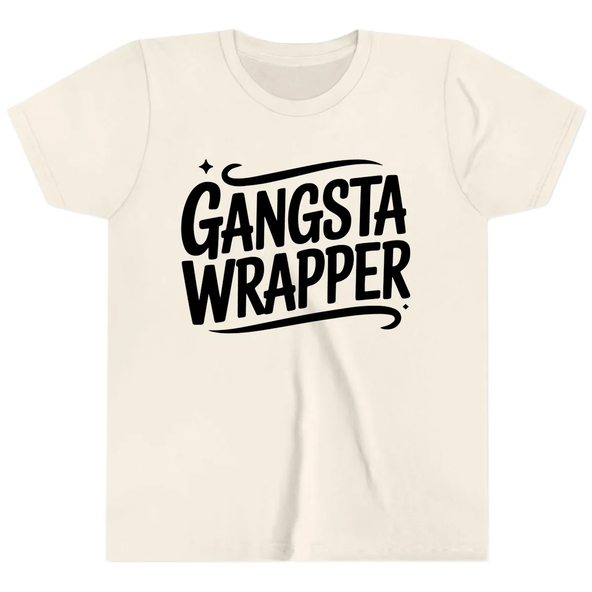 Gangsta Wrapper Typography Design Youth T-Shirt in Natural