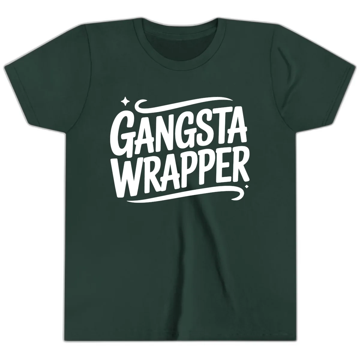 Gangsta Wrapper Typography Design Youth T-Shirt in Forest