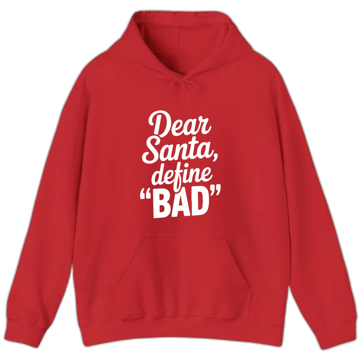 Dear Santa Define Bad Typography Hoodie in Red