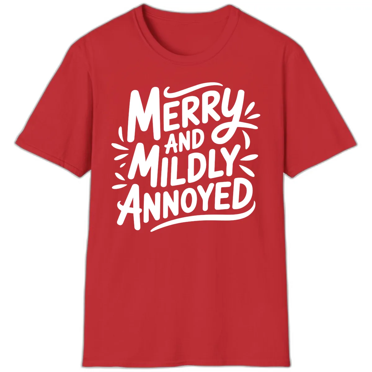 Merry And Mildly Annoyed Typography T-Shirt in Red