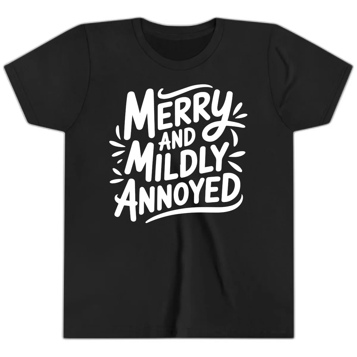 Merry And Mildly Annoyed Typography Youth T-Shirt in Black